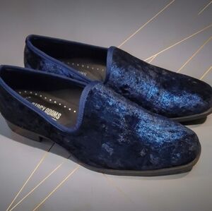 Stacy Adams Sultan Men's Navy Blue Velour Slip-On Loafers. Size 7.5 M.
